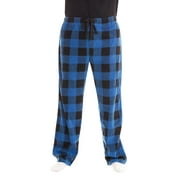 #followme Polar Fleece Pajama Pants for Men Sleepwear PJs (Buffalo Plaid Enlarged Blue Black, Small)